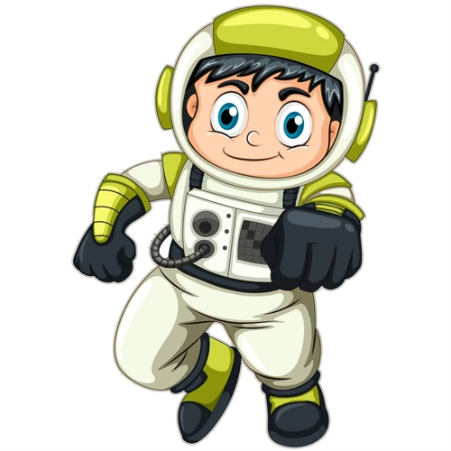 Space Explorers Theme Green Suit Astro Boy Transparent Sticker